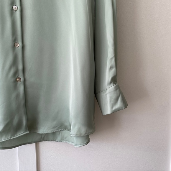 Zara Satin Finish Shirt Green - Size Small - Picture 2 of 9